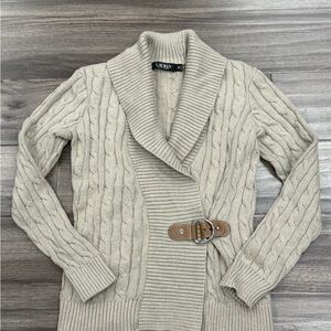 Lauren Ralph Lauren Cable-Knit Buckle-Trim Sweater - Size XS